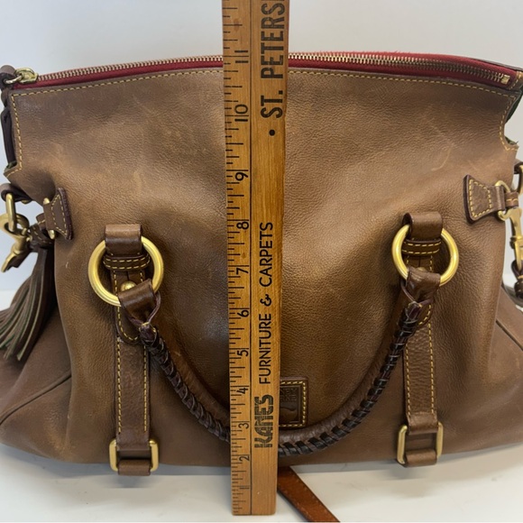 Dooney & Bourke Florentine Leather Satchel Shoulder Handbag Brown Chestnut Large - Picture 9 of 13